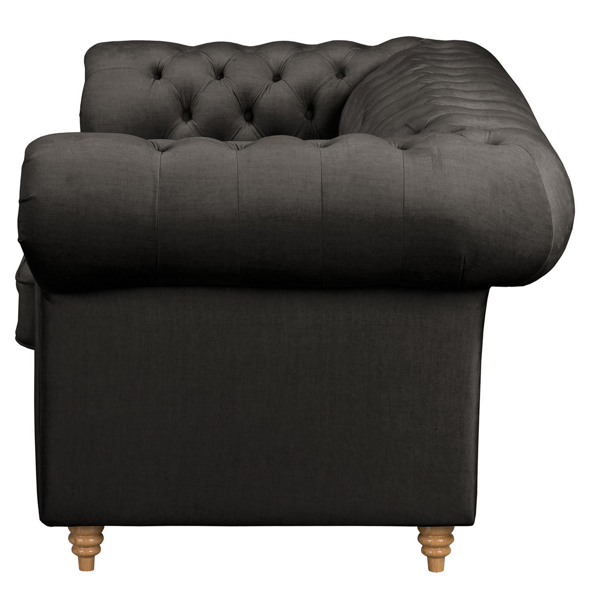 2-SITZER-SOFA Laura in Mikrofaser Anthrazit  - Anthrazit/Braun, Design, Holz/Textil (190/75/91cm) - P & B