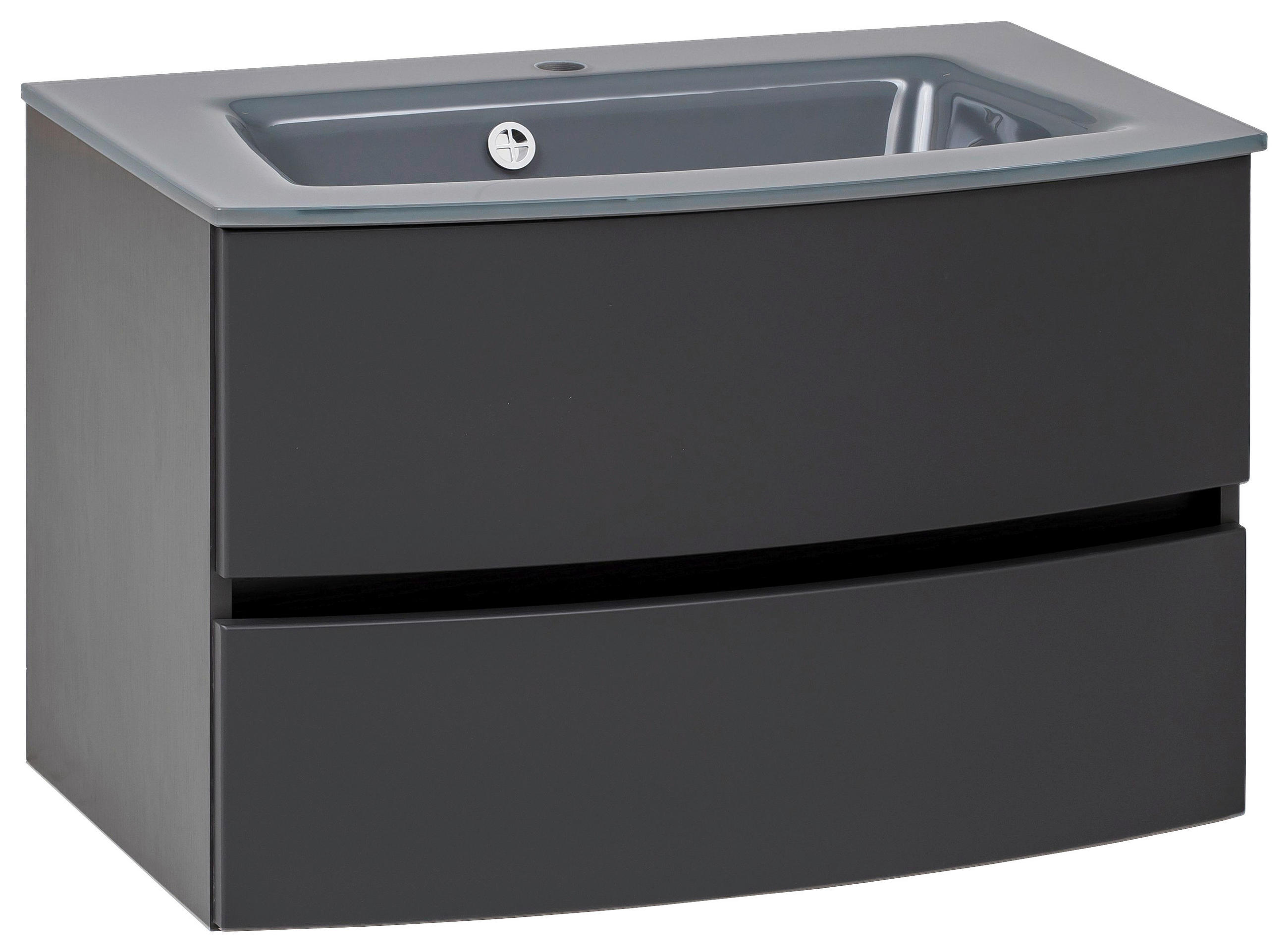 SKŘÍŇKA S UMYVADLEM, šedá, barvy grafitu, 80 cm - šedá/barvy grafitu, Konvenční, kompozitní dřevo/sklo (80cm) - Held