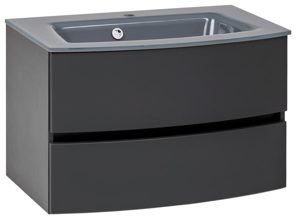 WASCHTISCHKOMBI 80 cm  - Anthrazit/Graphitfarben, KONVENTIONELL, Glas/Holzwerkstoff (80cm) - Held