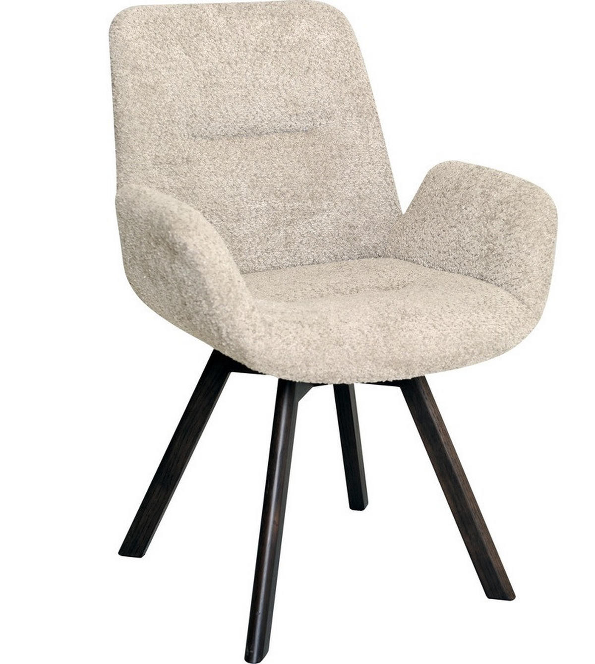 STOL MED ARMSTÖD bouclé  - beige/brun, Design, trä/textil (64/88/63cm) - Best Price