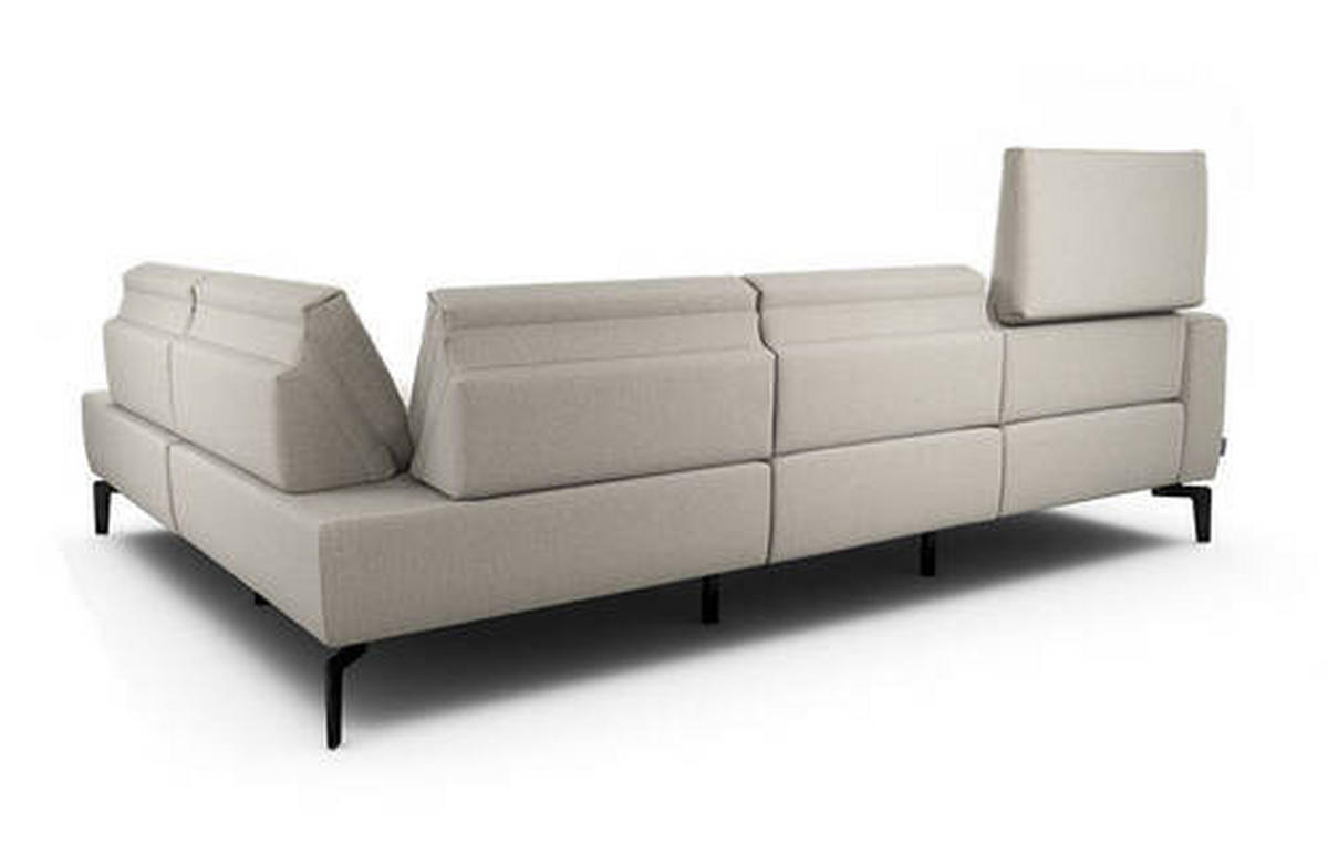 ECKSOFA Cosy Naturfarben Samt  - Schwarz/Naturfarben, Design, Textil/Metall (256/193cm) - SENSOO