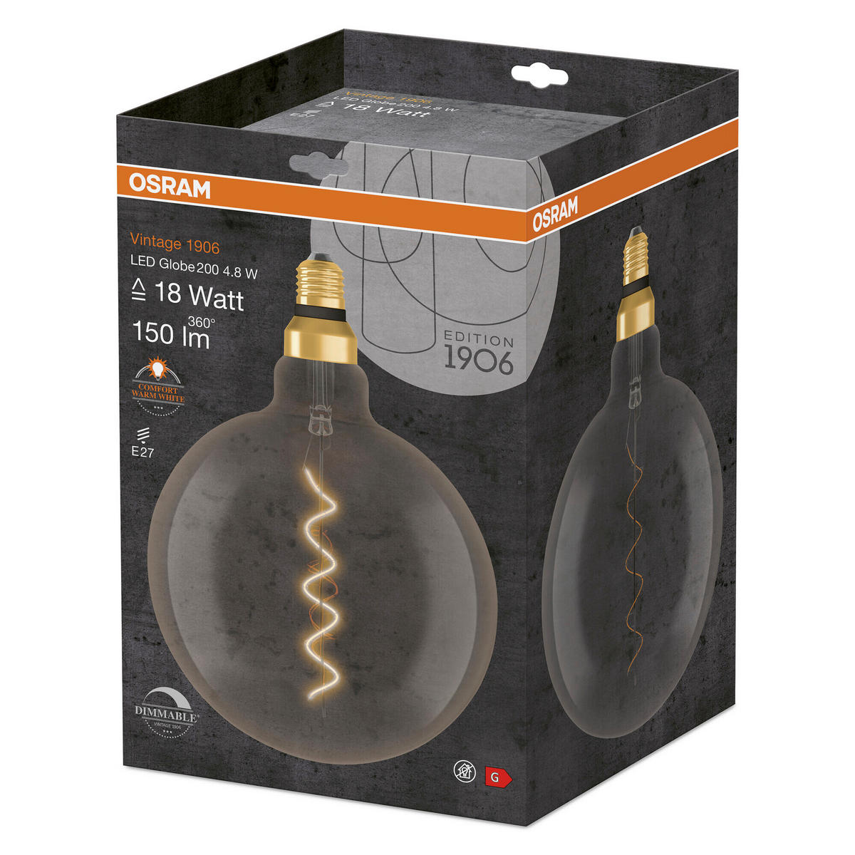 LED-LEUCHTMITTEL   E27 4,8 W  - Hellgrau, Basics, Glas (20/29,5cm) - Osram