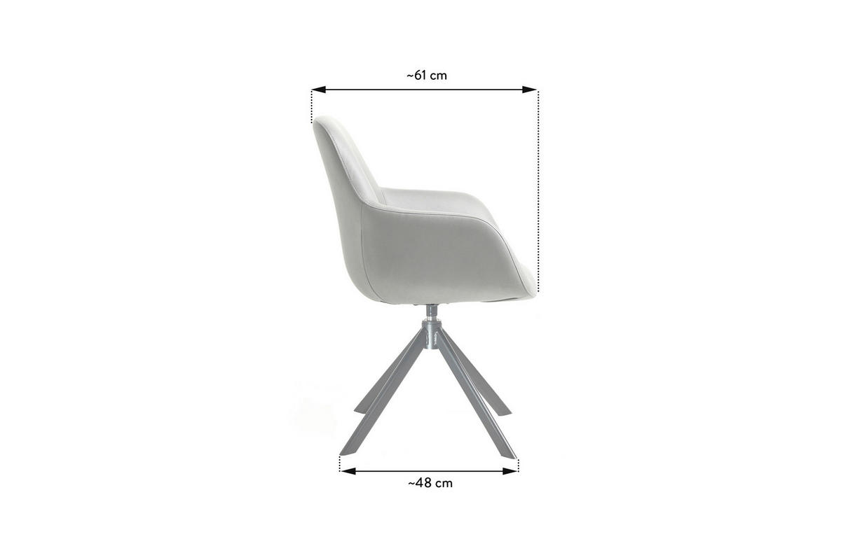 ARMLEHNSTUHL  in Edelstahl Velours  - Schwarz/Grau, Basics, Textil/Metall (62/89/61cm) - Celina Home