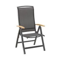 GARTENKLAPPSESSEL Teakholz Aluminium Anthrazit, Schwarz  - Anthrazit/Schwarz, Basics, Holz/Textil (63/116/60cm) - Ambia Garden