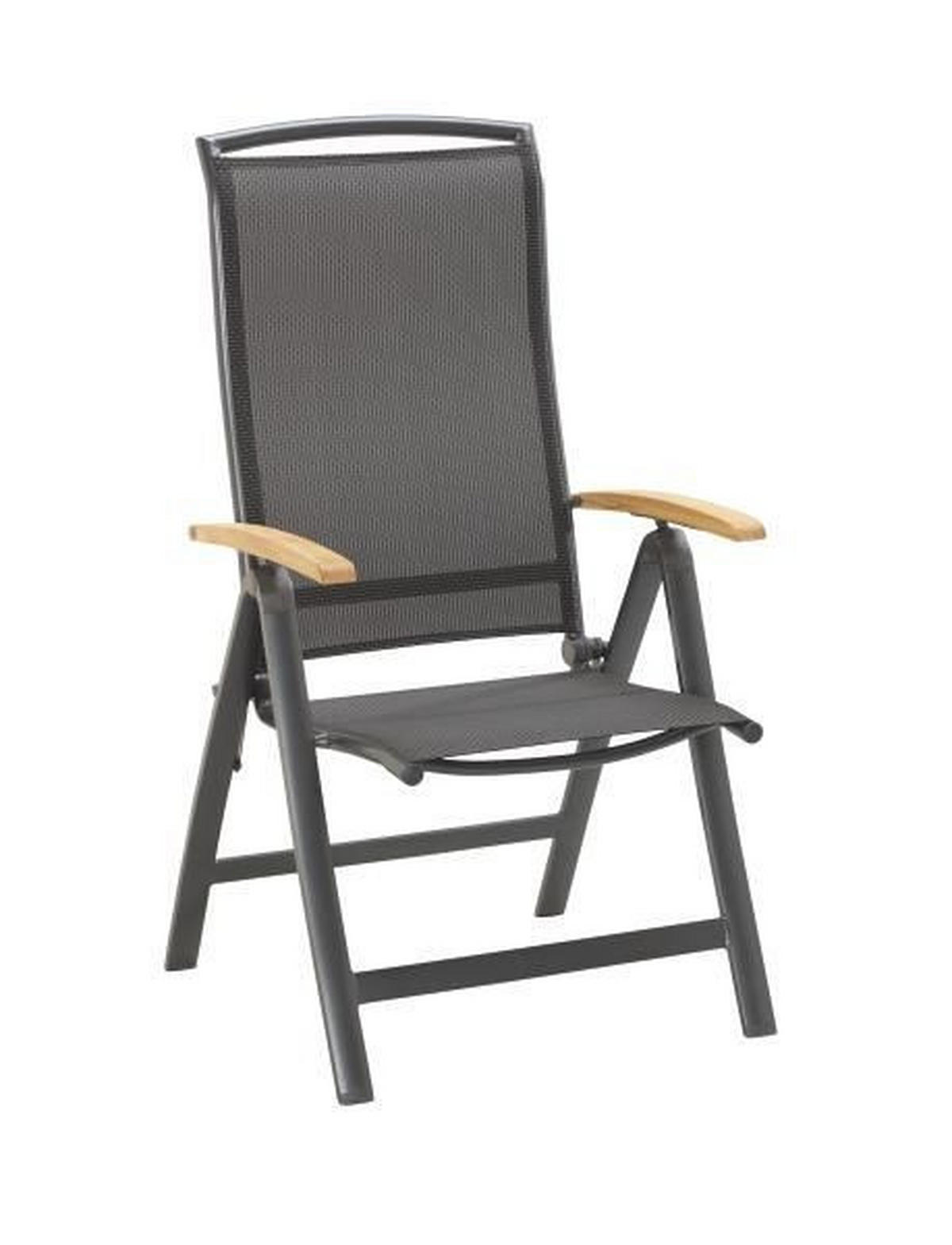 GARTENKLAPPSESSEL Teakholz Aluminium Anthrazit, Schwarz  - Anthrazit/Schwarz, Basics, Holz/Textil (63/116/60cm) - Ambia Garden