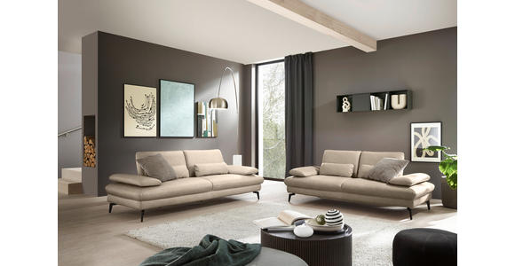 3-SITZER-SOFA Echtleder Beige  - Beige/Schwarz, Design, Leder/Metall (238/86/94cm) - Dieter Knoll