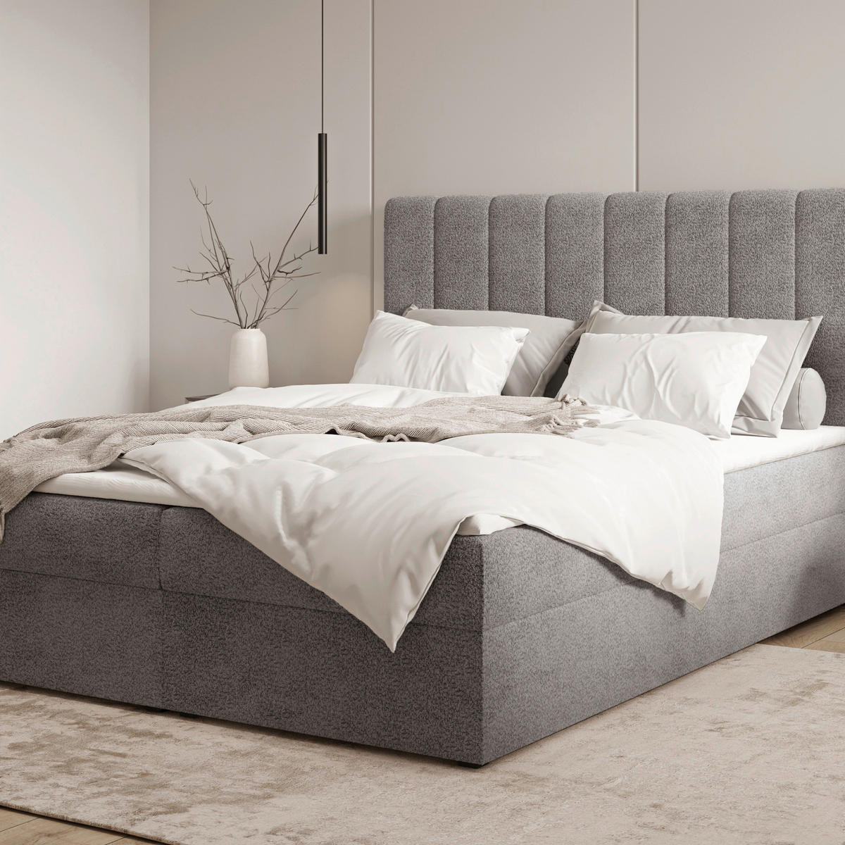 BOXBETT 160/200 cm,  in Anthrazit, Bettkasten, Topper,  - Anthrazit/Schwarz, MODERN, Holz/Kunststoff (160/200cm) - MID.YOU