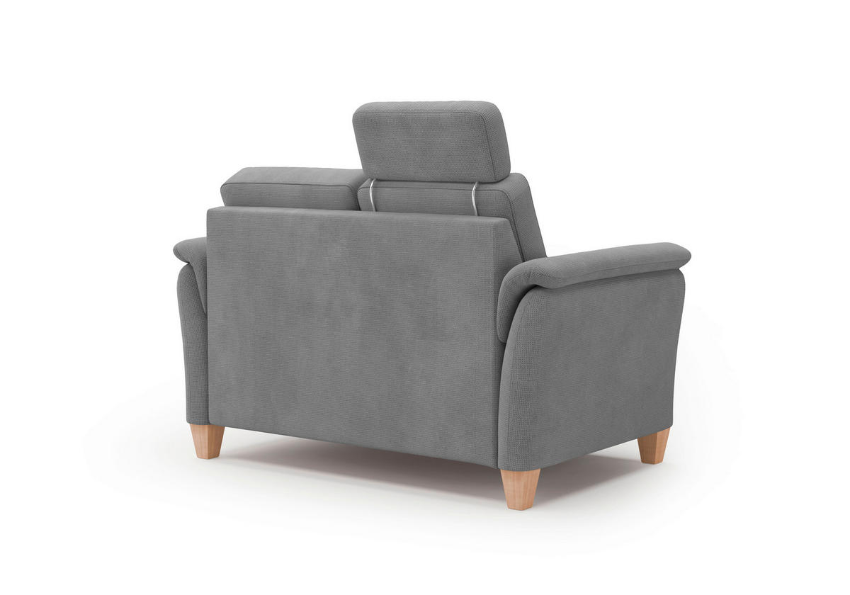 2-SITZER-SOFA in Flachgewebe Grau  - Eichefarben/Grau, KONVENTIONELL, Holz/Textil (149/89/89cm) - Sit & More