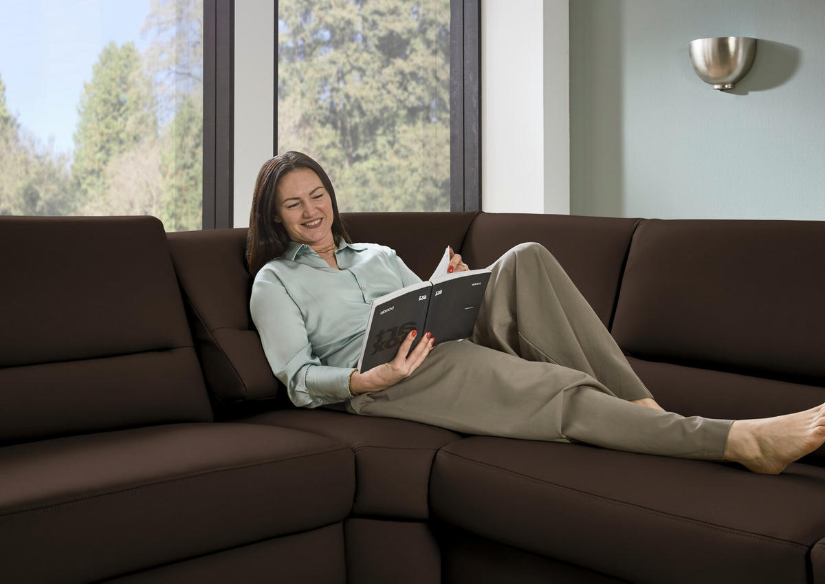 ECKSOFA Echtleder Dunkelbraun  - Dunkelbraun/Schwarz, Konventionell, Leder/Metall (249/290cm) - Beldomo Premium