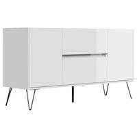 SIDEBOARD Posseik Industrial 139/75,8/42 cm 2 Schublade(n)  - Weiß Hochglanz/Schwarz, Design, Holzwerkstoff/Metall (139/75,8/42cm) - MID.YOU