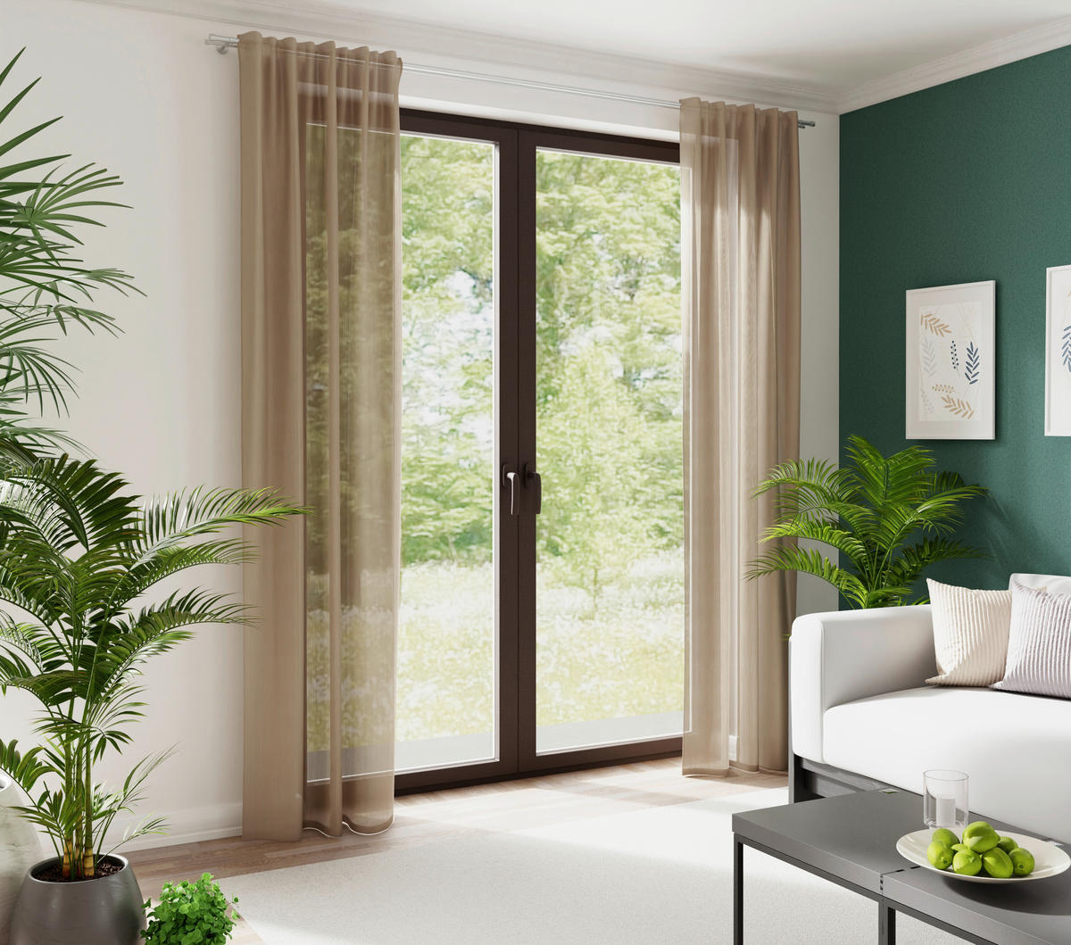 FERTIGVORHANG halbtransparent  - Kupferfarben, Basics, Textil (140/245cm) - Fuggerhaus