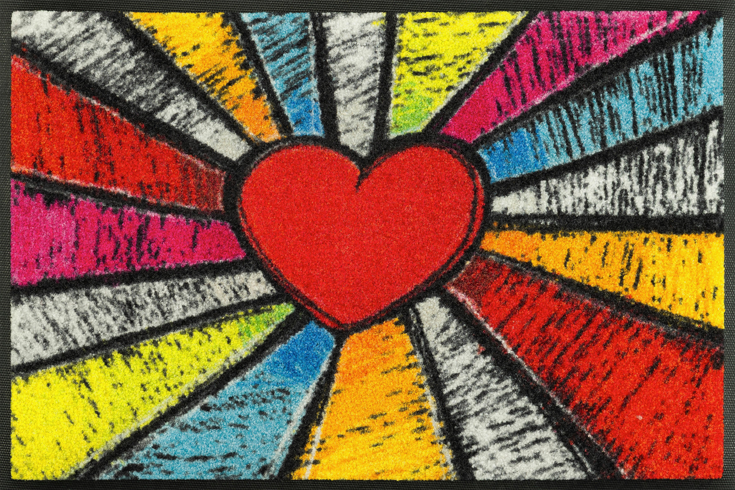 FUSSMATTE 40/60 cm Pop Art Heart  - Rot, Trend, Kunststoff/Textil (40/60cm) - wash+dry