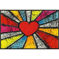 FUSSMATTE 40/60 cm Pop Art Heart  - Rot, Trend, Kunststoff/Textil (40/60cm) - wash+dry