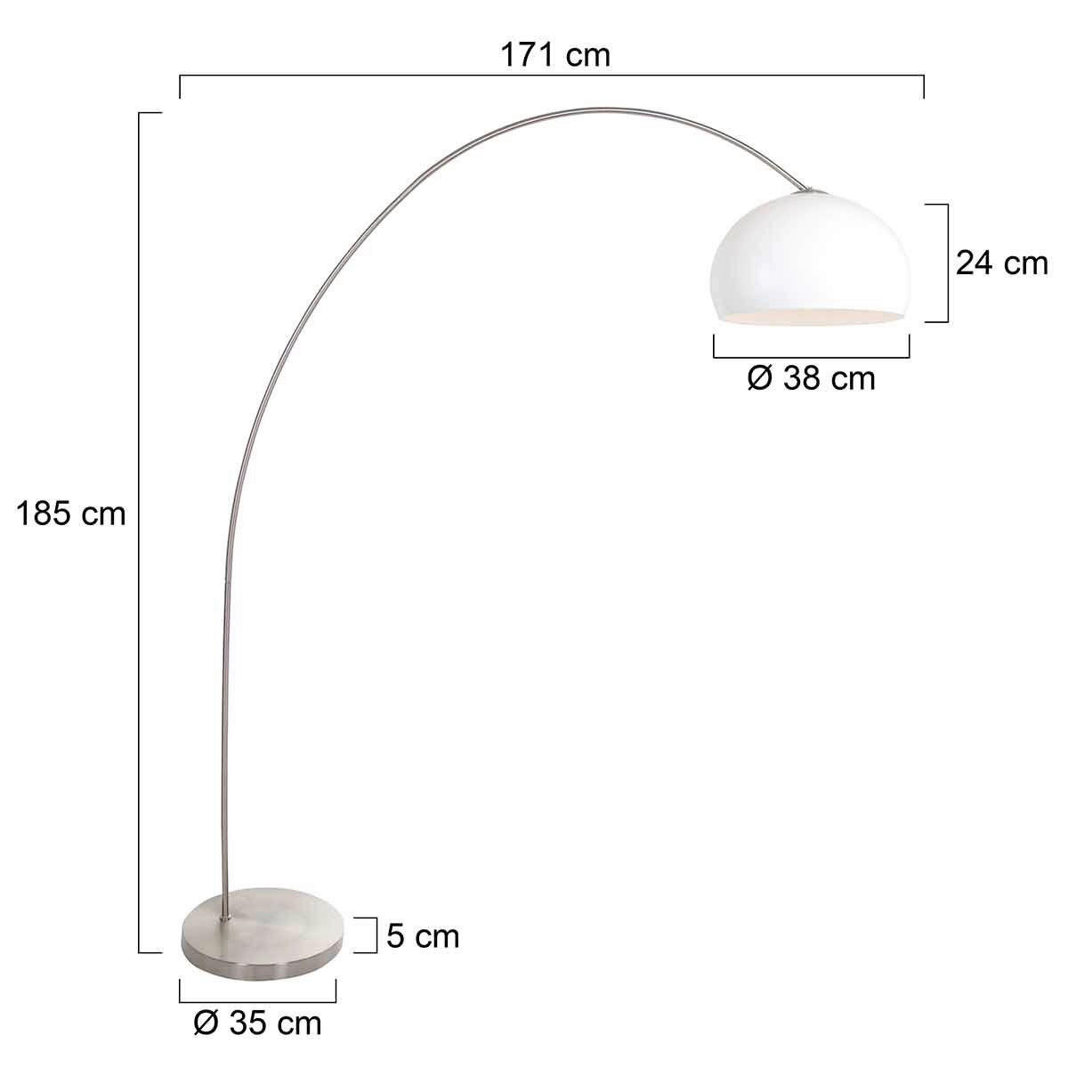 STEHLEUCHTE 40/185/172 cm  - Silberfarben/Weiß, Trend, Glas/Metall (40/185/172cm)