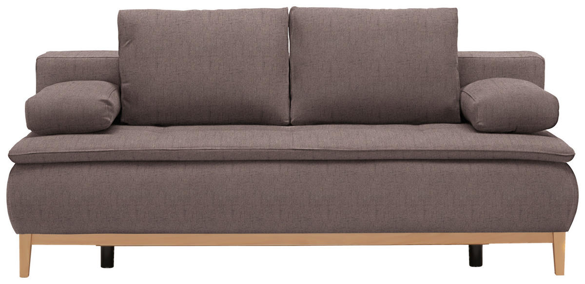 BOXSPRINGSOFA in Webstoff Braun  - Eichefarben/Beige, Design, Holz/Textil (202/78/93/100cm) - Venda