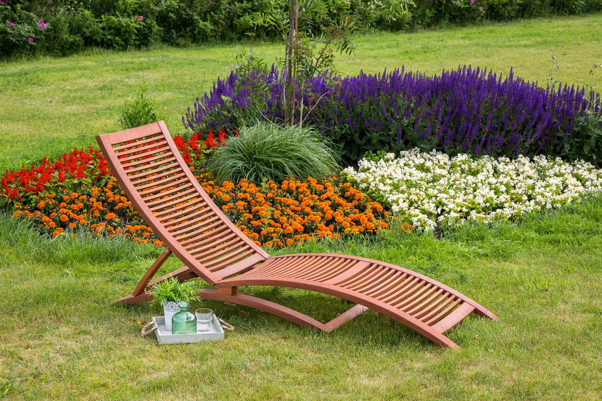 GARTENLIEGE 60/105/208 cm  - Eukalyptusholzfarben/Anthrazit, KONVENTIONELL, Holz/Textil (60/105/208cm) - Gardenson