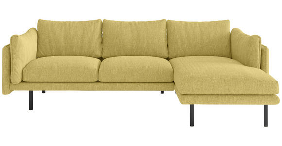 ECKSOFA Currygelb Flachgewebe  - Currygelb/Beige, Design, Textil/Metall (268/160/100cm) - Novel