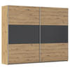 SCHWEBETÜRENSCHRANK 261/210/59 cm 2-türig Grau, Eiche Artisan  - Alufarben/Eiche Artisan, KONVENTIONELL, Holzwerkstoff/Metall (261/210/59cm)