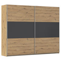SCHWEBETÜRENSCHRANK 261/210/59 cm 2-türig Grau, Eiche Artisan  - Alufarben/Eiche Artisan, KONVENTIONELL, Holzwerkstoff/Metall (261/210/59cm)
