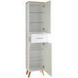 HOCHSCHRANK 45,2/184/32,5 cm - Eichefarben/Weiß, KONVENTIONELL, Glas/Holz (45,2/184/32,5cm) - Xora