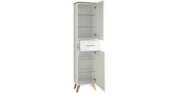HOCHSCHRANK 45,2/184/32,5 cm - Eichefarben/Weiß, KONVENTIONELL, Glas/Holz (45,2/184/32,5cm) - Xora