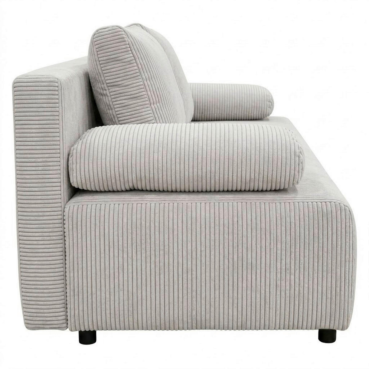 SCHLAFSOFA MILKY Cord Beige  inkl. Rückenkissen, Armlehnenkissen, Bettkasten  - Beige/Schwarz, Design, Kunststoff/Textil (206/87/88cm) - MID.YOU