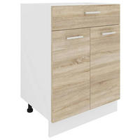 KÜCHENUNTERSCHRANK 60/82/46 cm  in Weiß, Sonoma Eiche  - Alufarben/Weiß, KONVENTIONELL, Holzwerkstoff/Metall (60/82/46cm) - MID.YOU