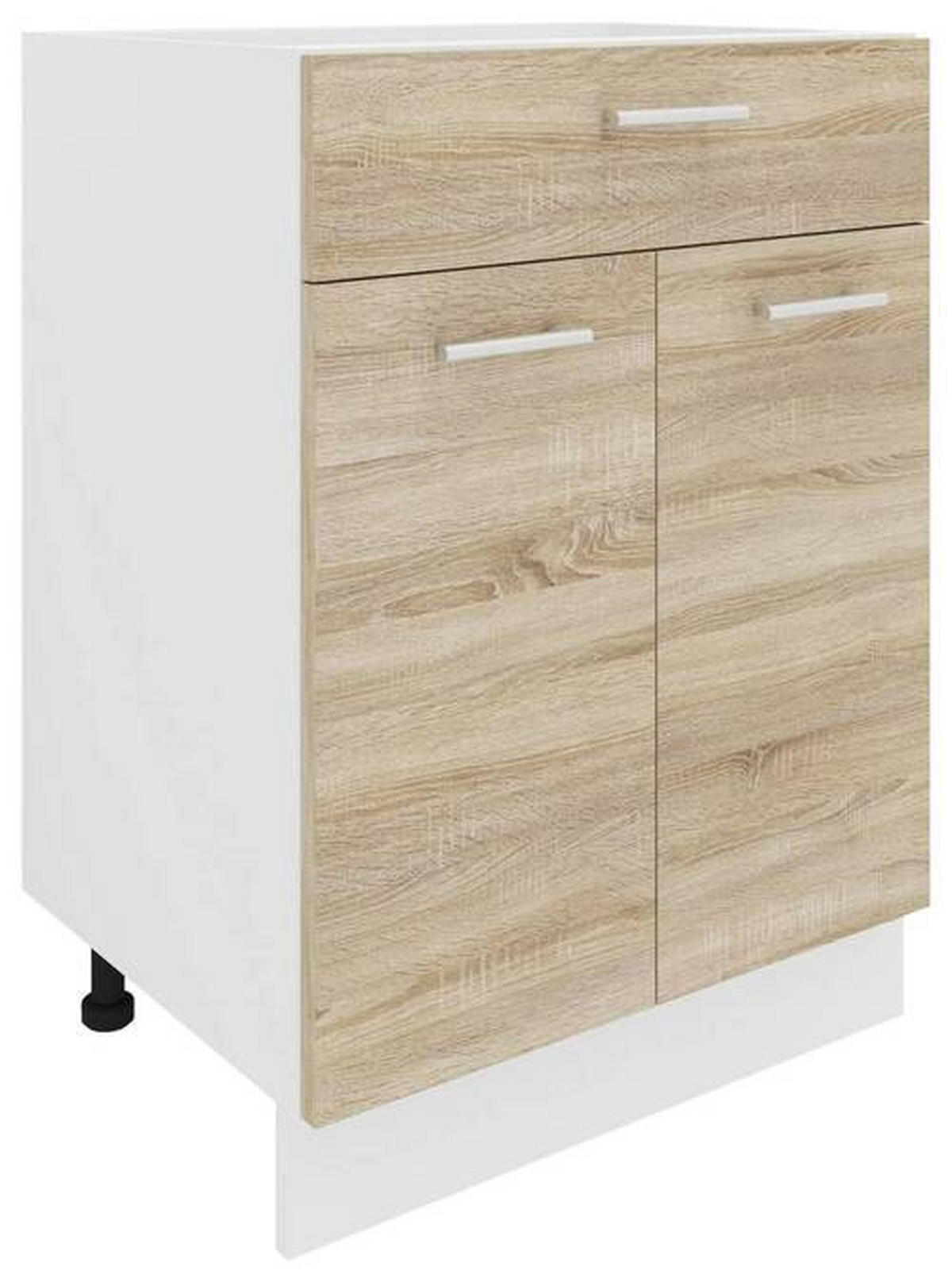 KÜCHENUNTERSCHRANK 60/82/46 cm  in Weiß, Sonoma Eiche  - Alufarben/Weiß, KONVENTIONELL, Holzwerkstoff/Metall (60/82/46cm) - MID.YOU