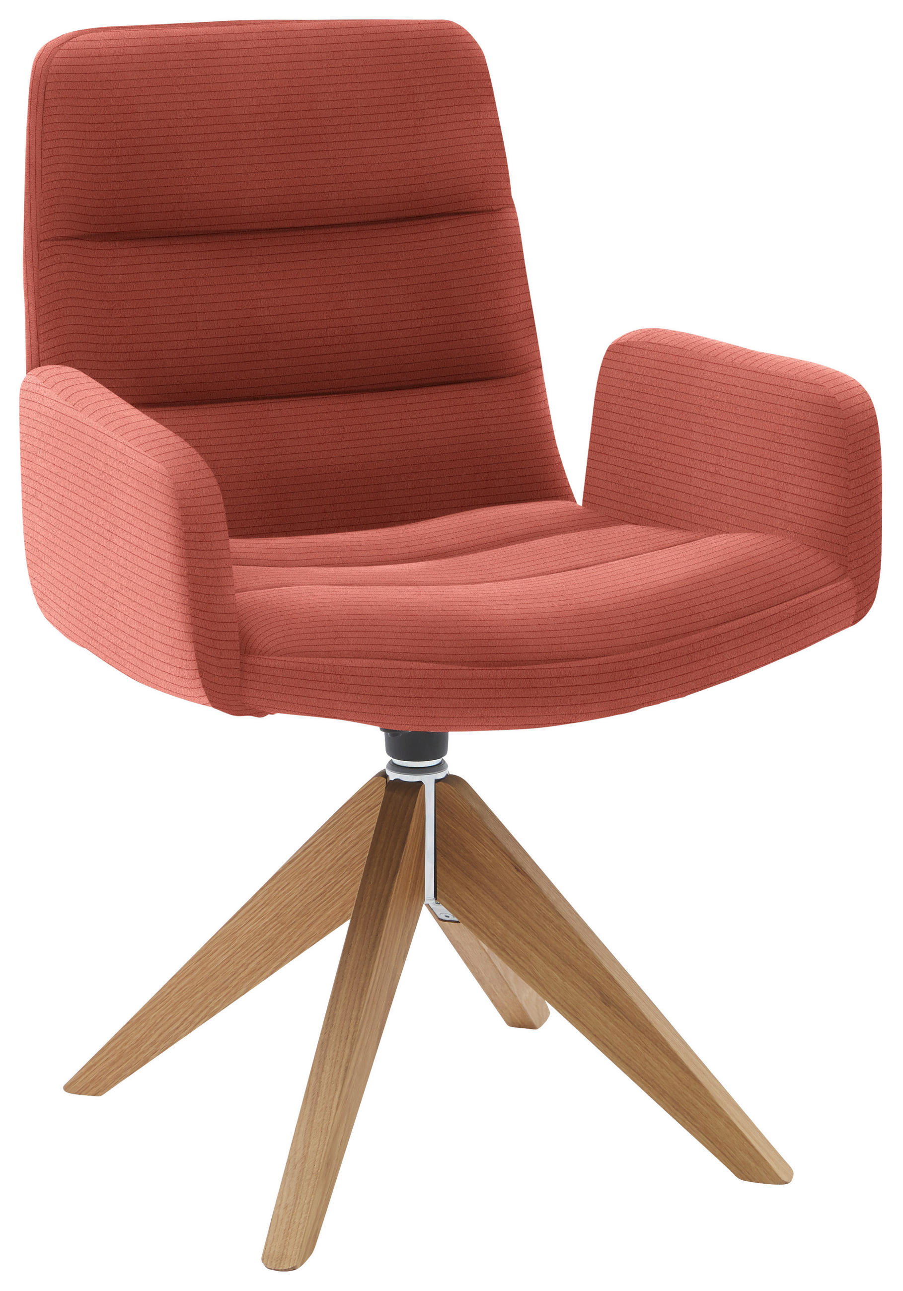 ARMLEHNSTUHL  in Cord  - Aprikose/Naturfarben, Design, Holz/Textil (61/88/66cm) - Dieter Knoll