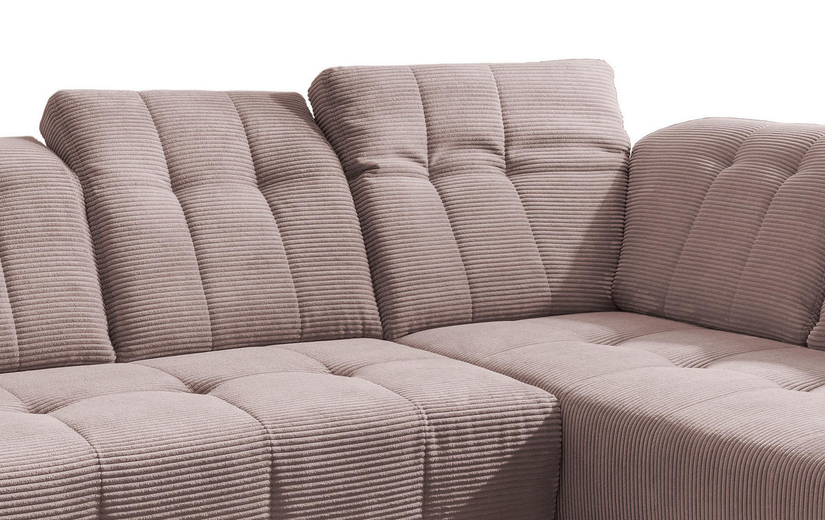 ECKSOFA in Cord Rosa  - Schwarz/Rosa, Modern, Textil/Metall (261/200cm) - Livetastic