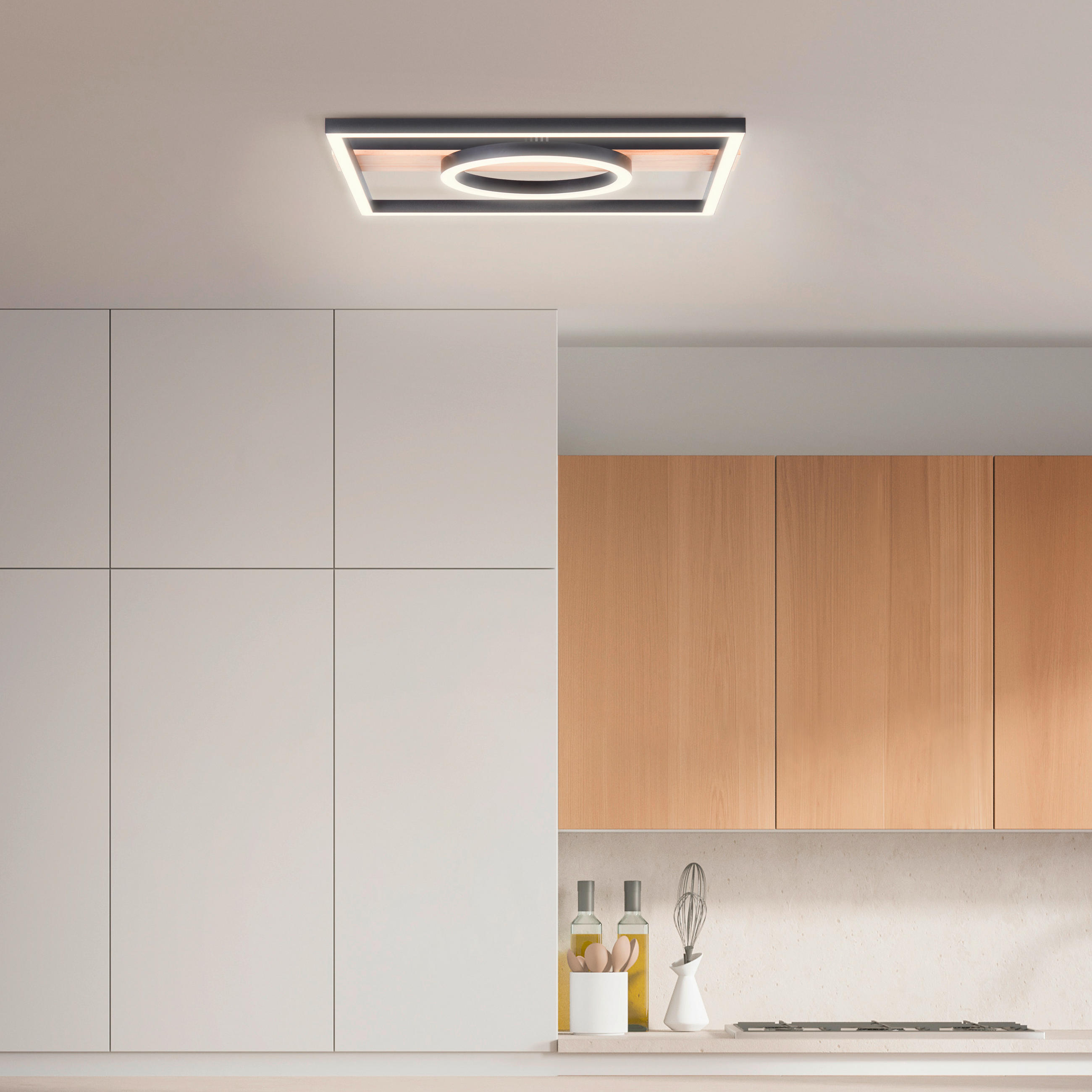 LED-PANEEL - Schwarz/Braun, Design, Holz/Kunststoff (5/42/40cm) - Brilliant
