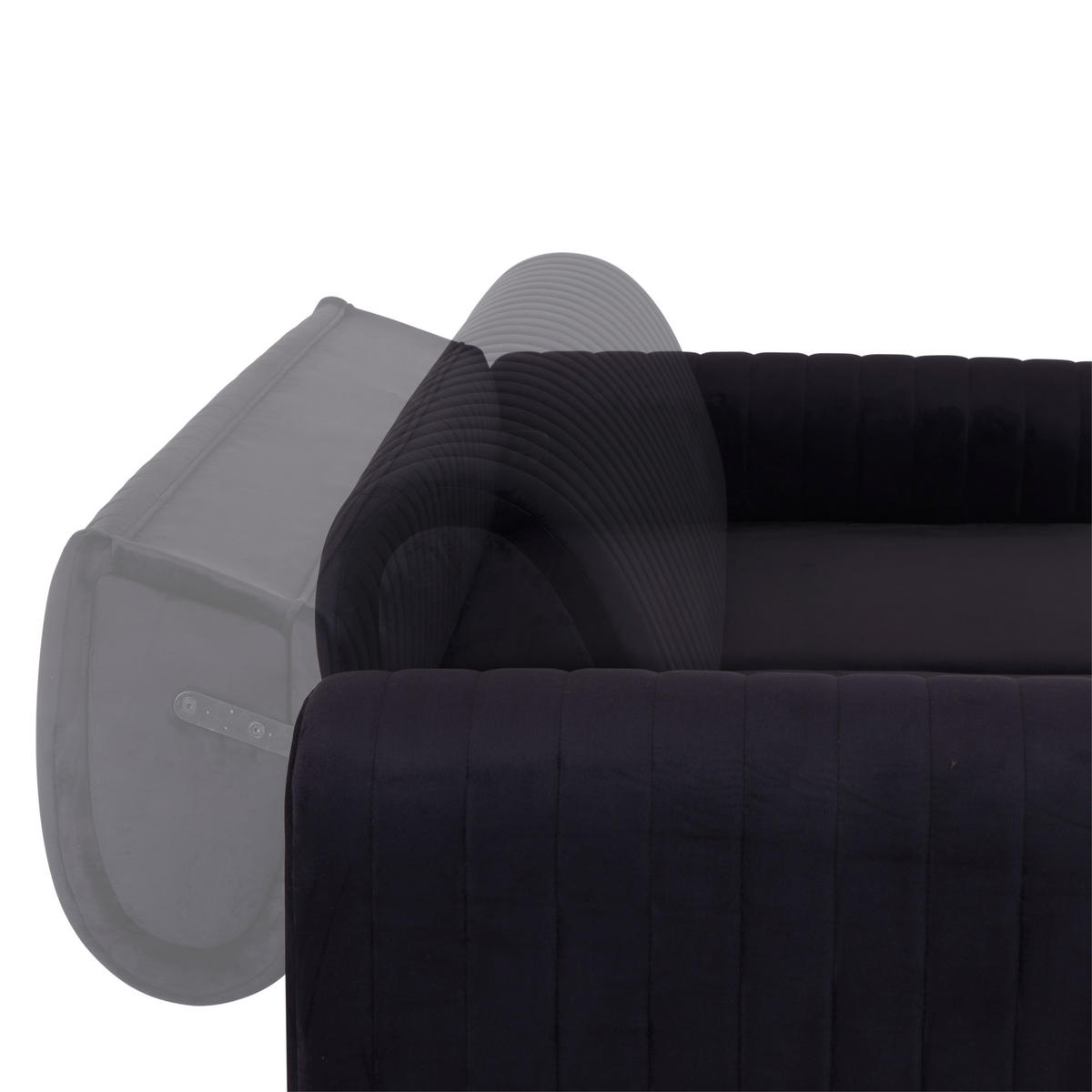 3-SITZER-SOFA Velours Schwarz  - Goldfarben/Schwarz, MODERN, Textil/Metall (230/83/90cm) - Livetastic