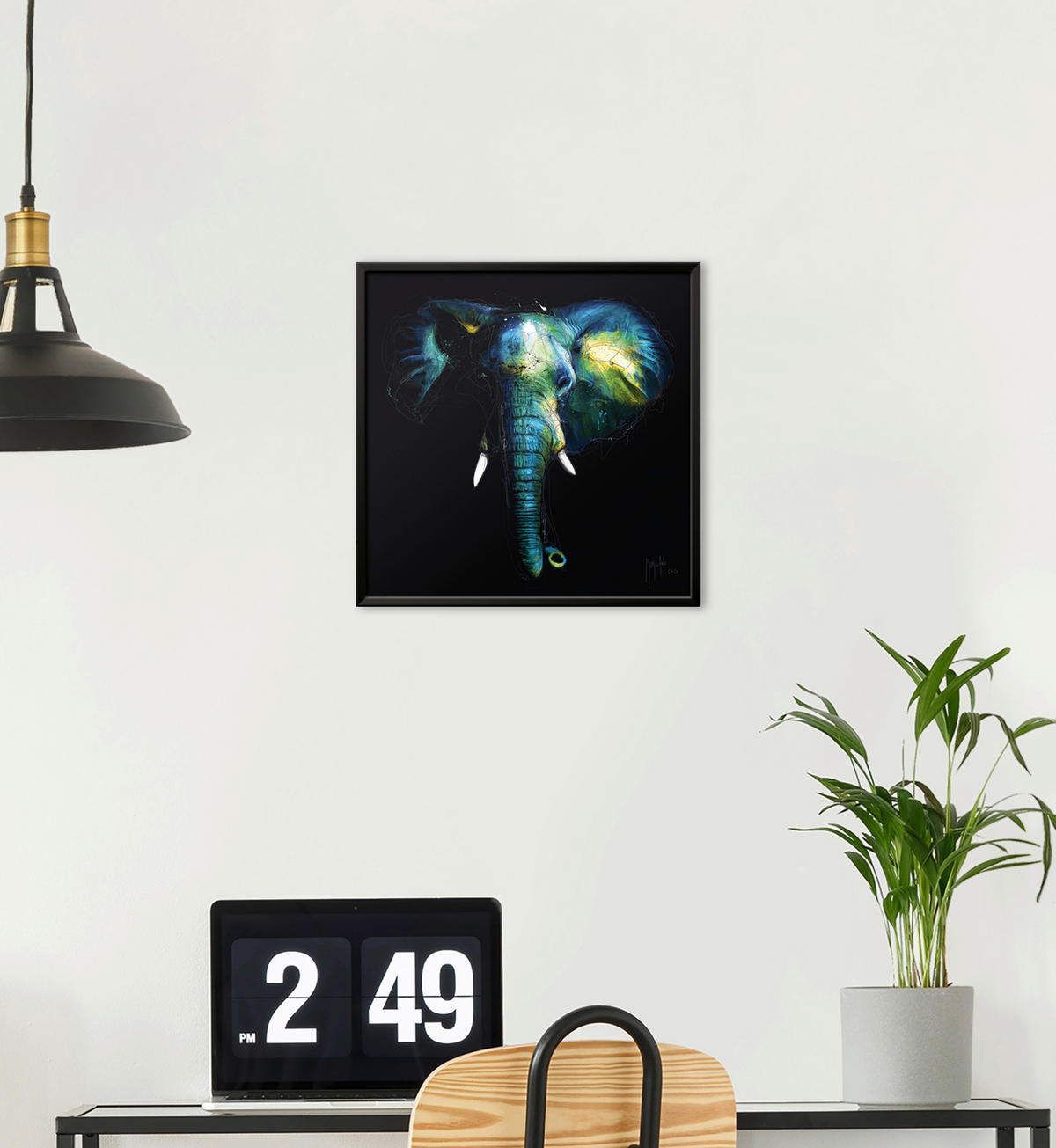 KUNSTDRUCK 30/30 cm  - Blau/Gelb, Basics, Papier (30/30cm) - Monee