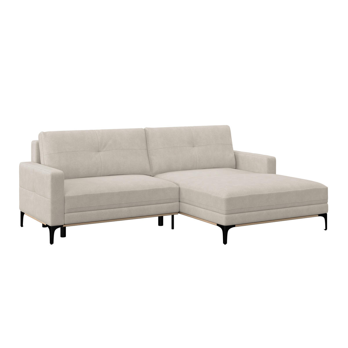 ECKSOFA in Creme  - Creme/Schwarz, Modern, Textil/Metall (238/162cm) - Ondega