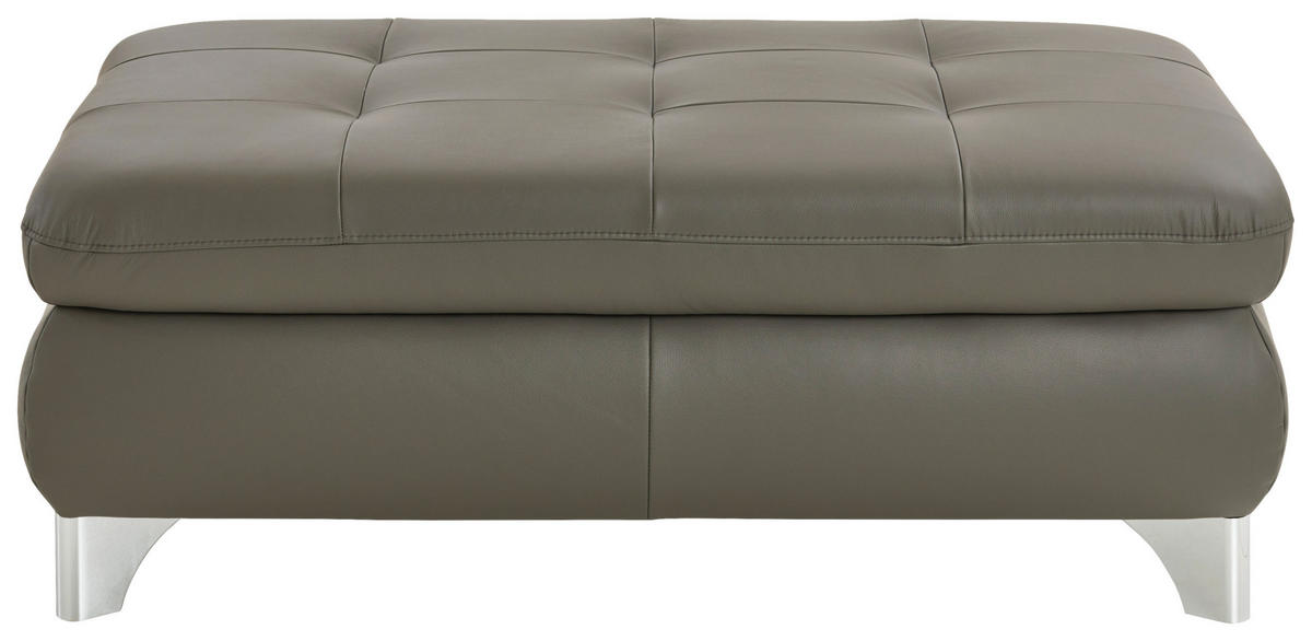 HOCKER in Leder Grau  - Alufarben/Grau, Basics, Leder/Metall (129/47/67cm) - Beldomo Speed
