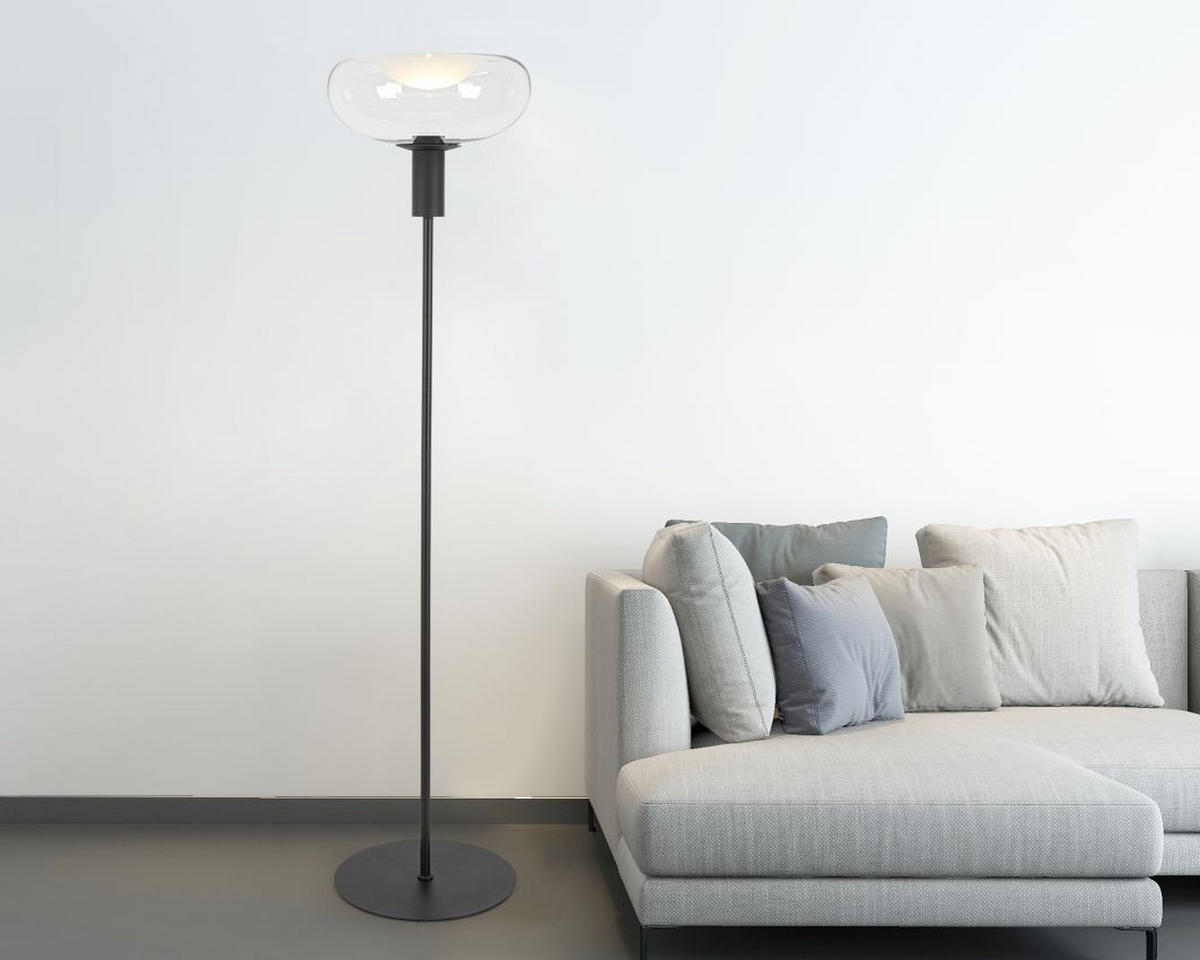 STEHLEUCHTE 37/155 cm    - Schwarz, Design, Glas/Metall (37/155cm) - Dieter Knoll