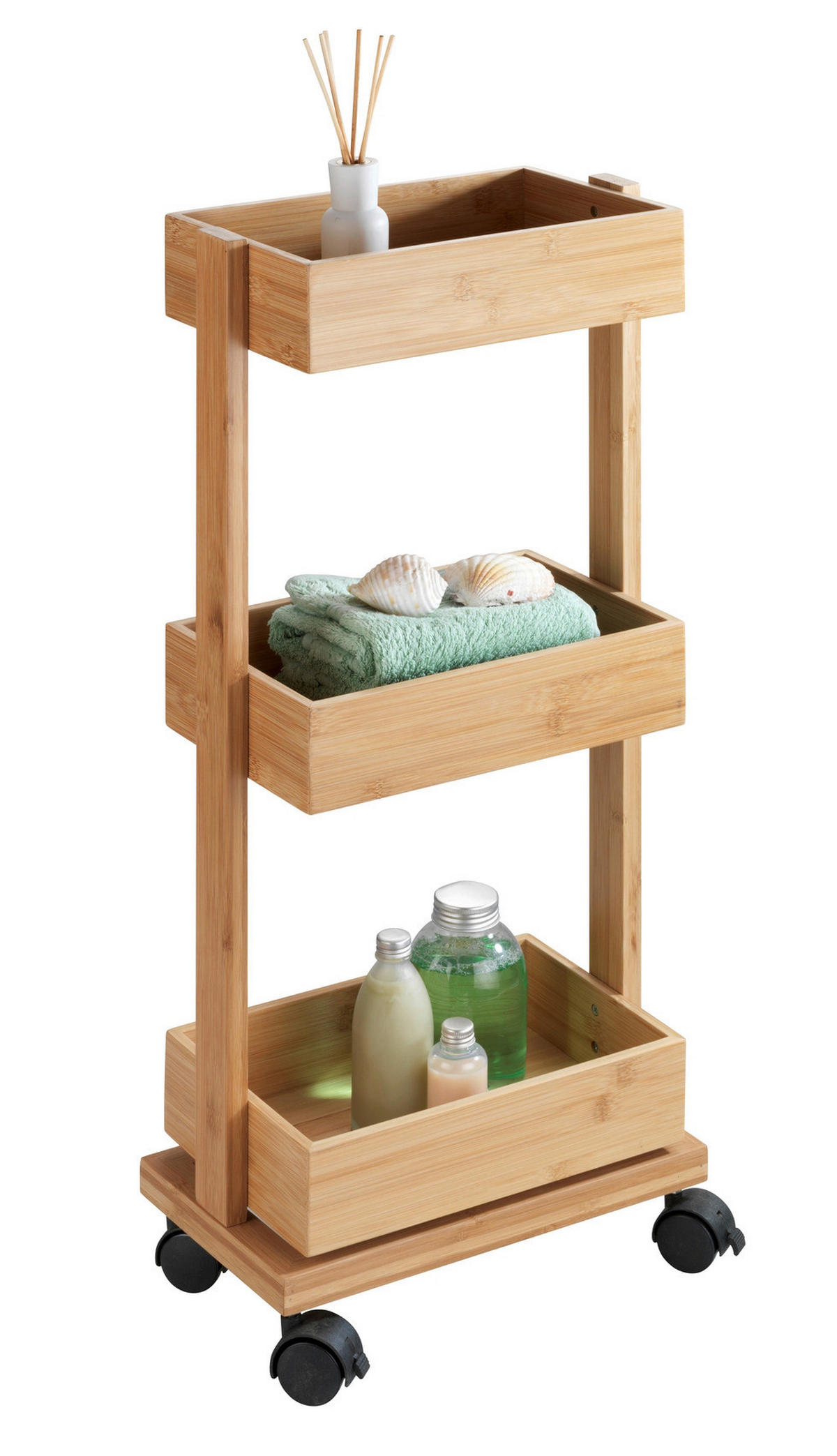 REGÁL DO KÚPEĽNE, bambus, hnedá - hnedá, Basics, drevo/plast (31/71,5/18cm)