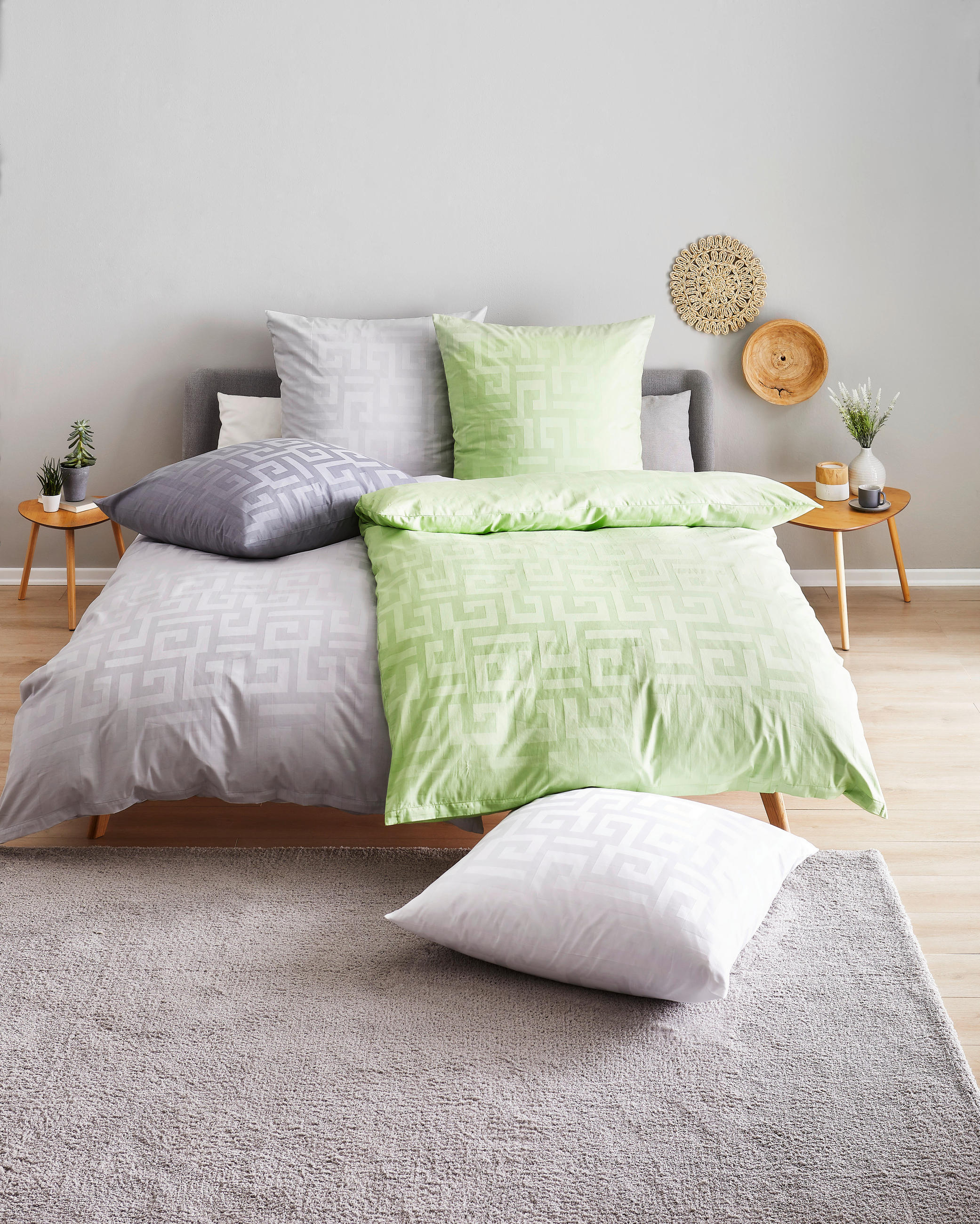 Thumbnail - Bio:Vio Wendebettwäsche Mila, Silber, Textil, Abstraktes, 135x200 cm, Textiles Vertrauen - Oeko-Tex®, Gots, atmungsaktiv...