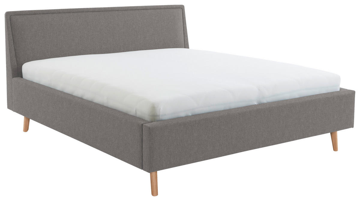 POLSTERBETT Lattenrost, Bettkasten Hellgrau 140/200 cm  - Eschefarben/Hellgrau, KONVENTIONELL, Holz/Textil (140/200cm) - Livetastic