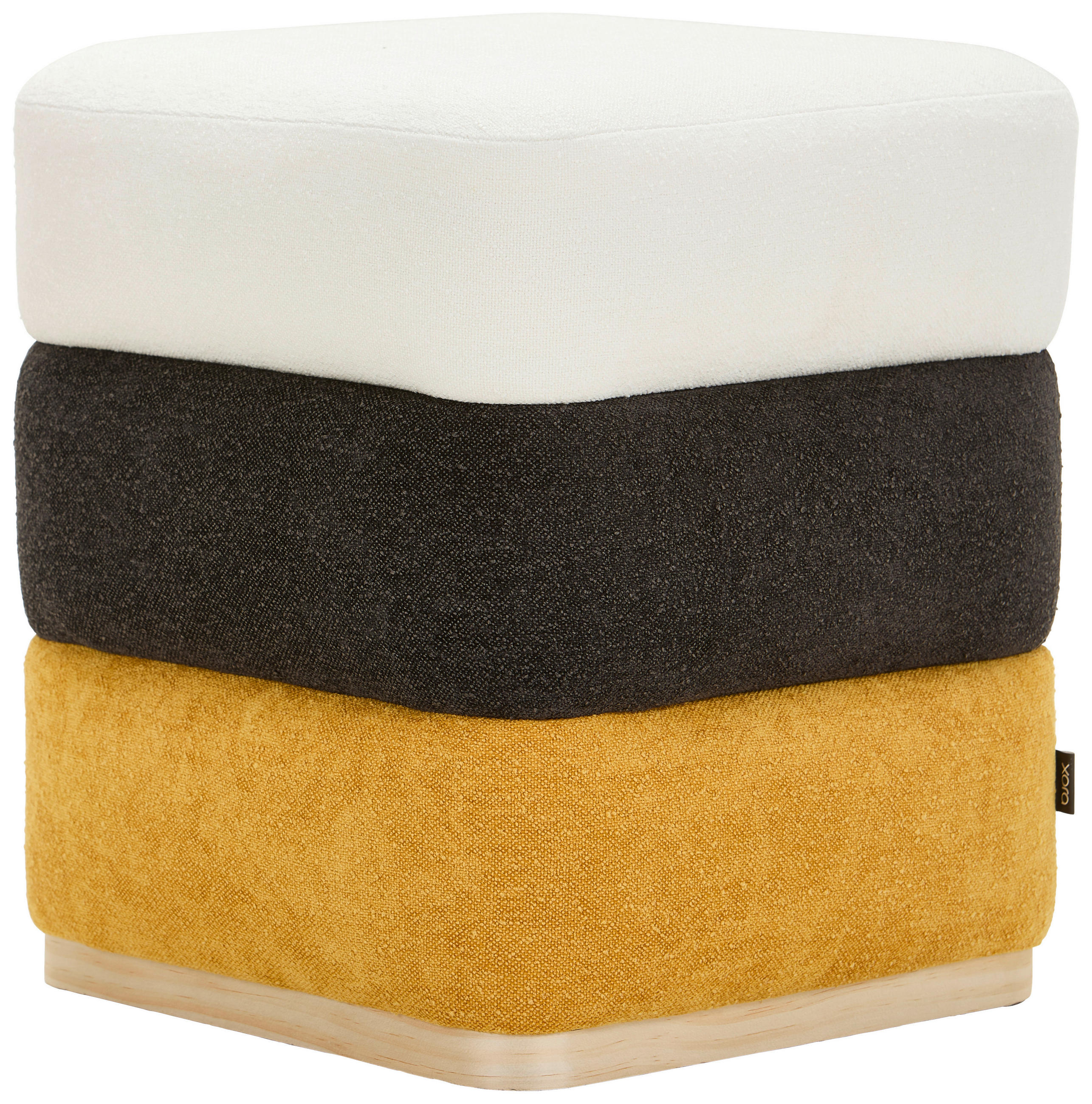HOCKERHolz, Textil, Holzwerkstoff Gelb, Schwarz, Weiss  - Weiss/Gelb, Lifestyle, Holz/Holzwerkstoff (42/46/42cm) - Xora