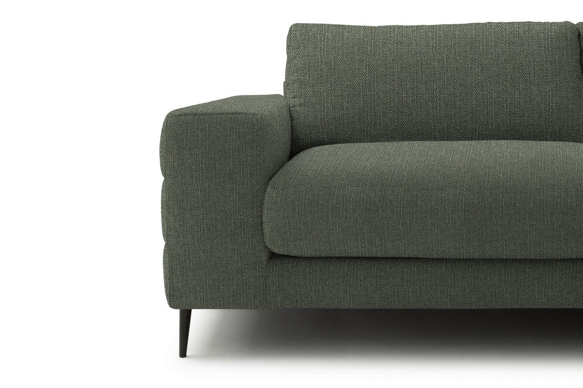 ECKSOFA in Flachgewebe Grün  253/177 cm  - Schwarz/Grün, Design, Textil/Metall (253/177cm) - Dieter Knoll