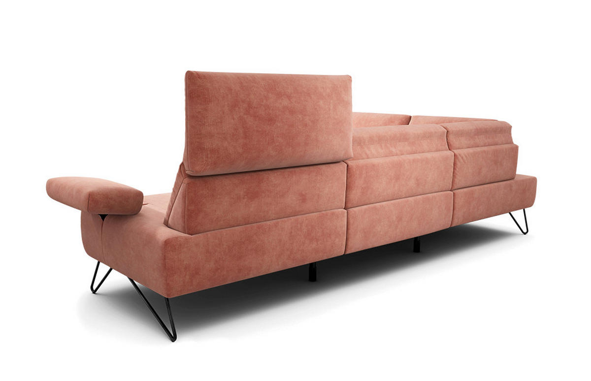 ECKSOFA Cosy Rosa Samt  - Schwarz/Rosa, Design, Textil/Metall (213/288-303cm) - SENSOO