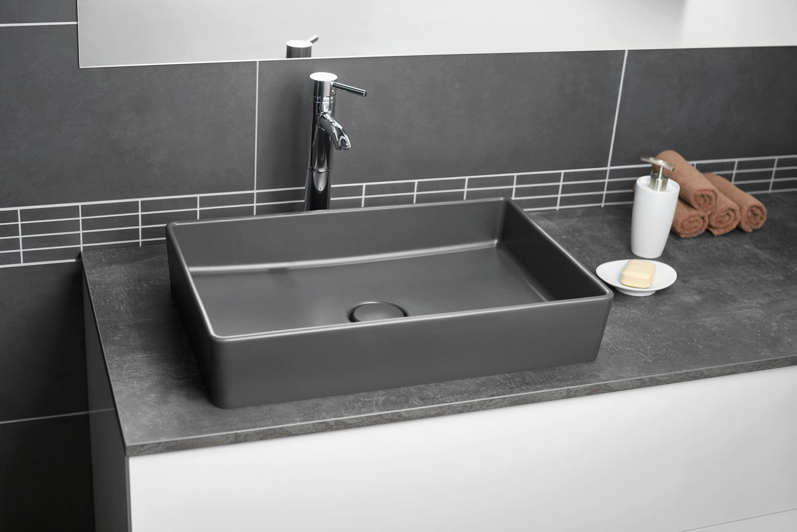WASCHBECKEN 60/10,6/40 cm  - Schieferfarben, Basics, Keramik (60/10,6/40cm) - Systemceram