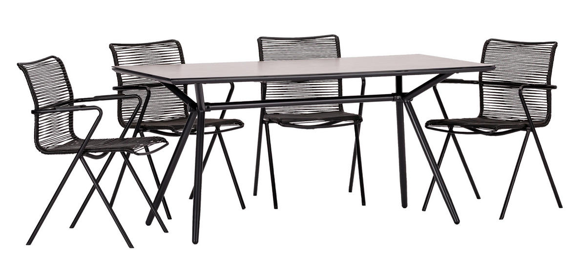 GARTENGARNITUR Stahl  - Taupe/Anthrazit, Basics, Glas/Kunststoff (80/75/160cm) - Acamp