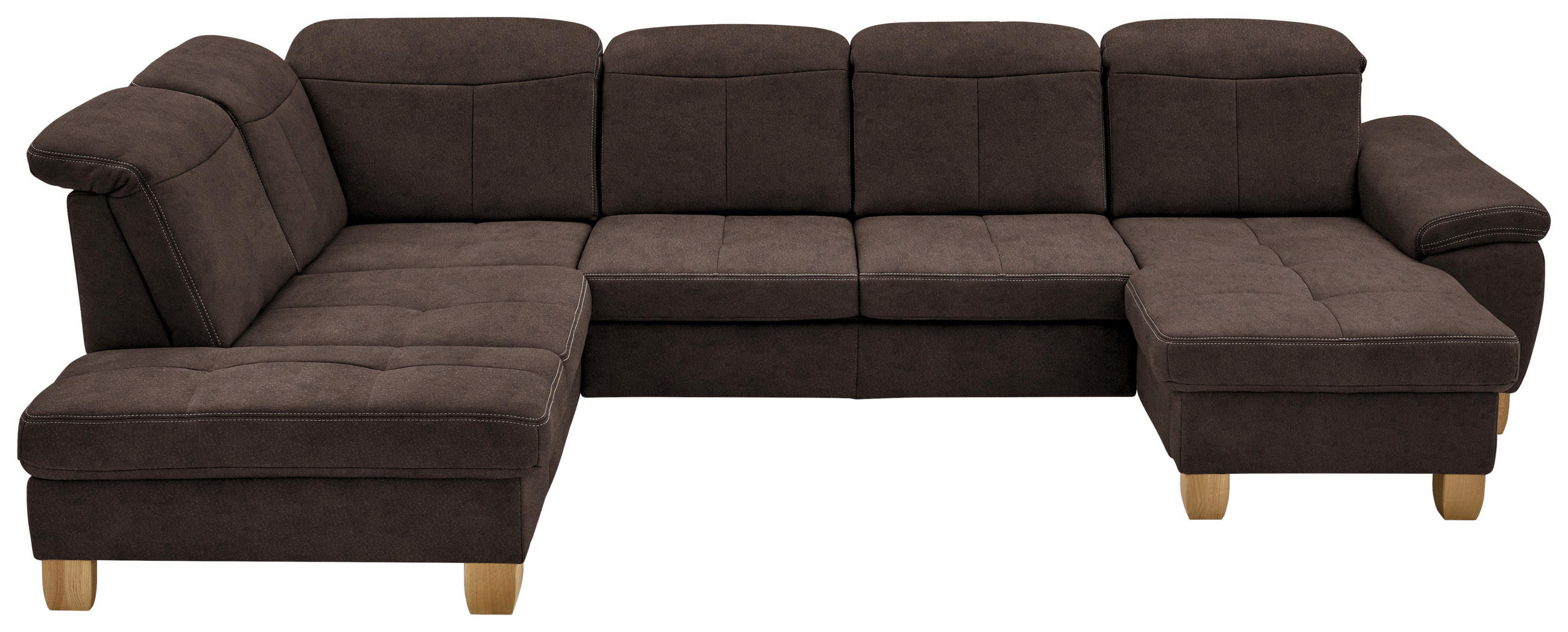 WOHNLANDSCHAFT in Mikrofaser Dunkelbraun  - Wildeiche/Dunkelbraun, Konventionell, Holz/Textil (243/343/185cm) - Voleo