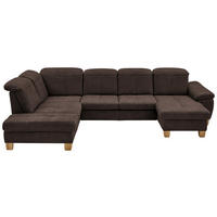 WOHNLANDSCHAFT in Mikrofaser Dunkelbraun  - Wildeiche/Dunkelbraun, Konventionell, Holz/Textil (243/343/185cm) - Voleo