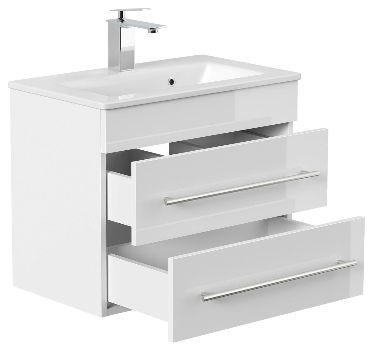 BADEZIMMER  in 60,6 cm  - Weiß Hochglanz/Silberfarben, MODERN, Holzwerkstoff/Metall (60,6cm) - MID.YOU