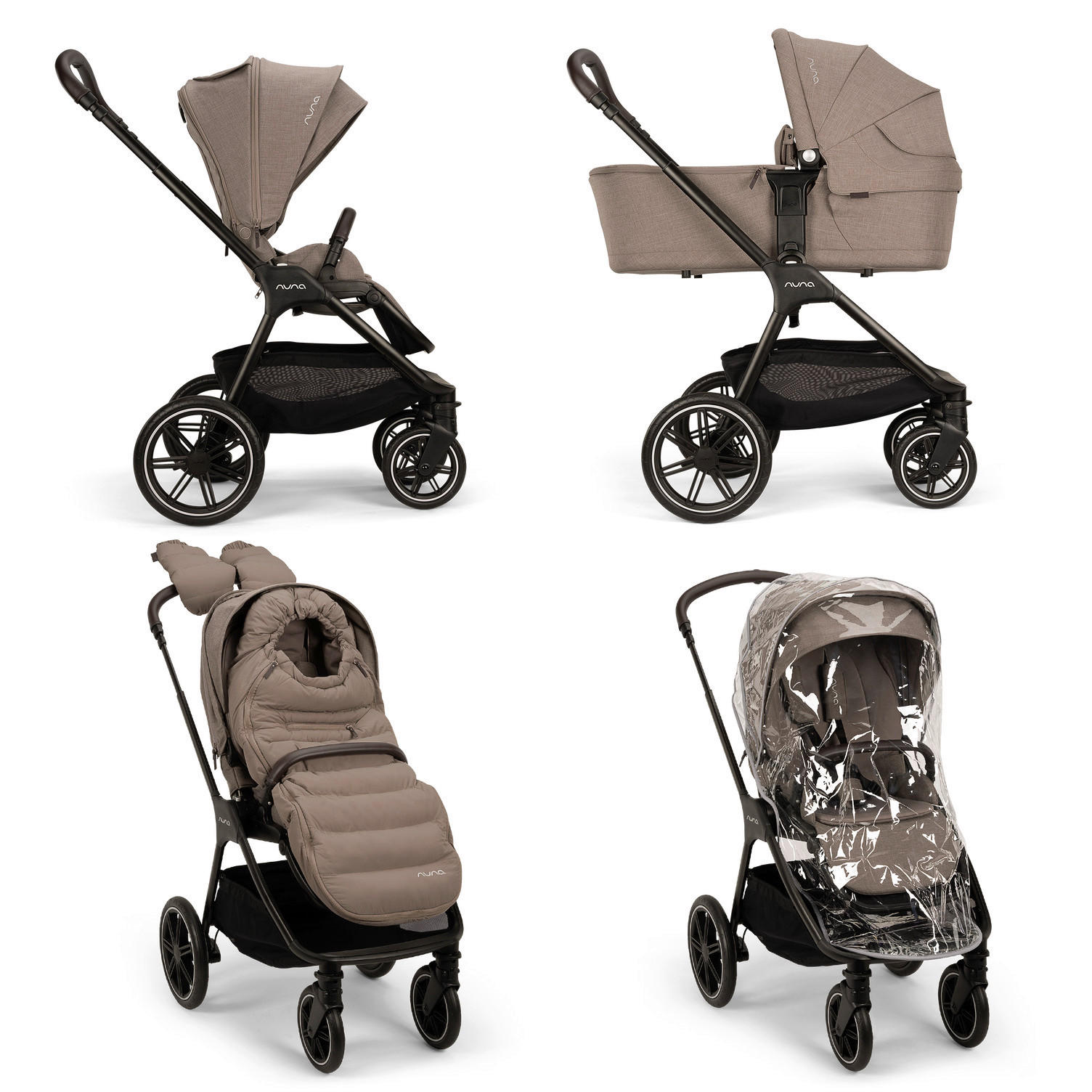 KINDERWAGENSET  TRIV lx Cedar  Cedar  - Sandfarben/Schwarz, Basics, Kunststoff/Metall (96/58/109cm) - Nuna
