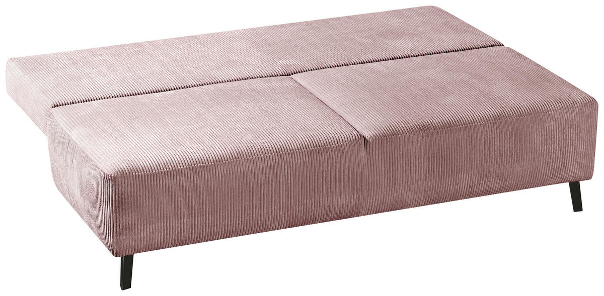 SCHLAFSOFA in Cord Rosa  - Schwarz/Rosa, Modern, Textil/Metall (197/92/88cm) - Novel
