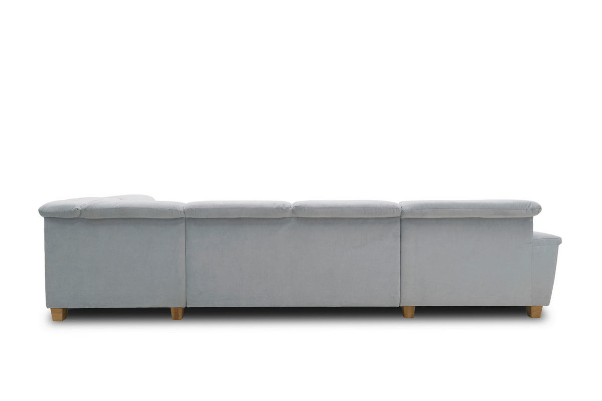 WOHNLANDSCHAFT Pastellblau Mikrofaser  - Pastellblau/Eichefarben, KONVENTIONELL, Holz/Textil (162/344/206cm) - MID.YOU